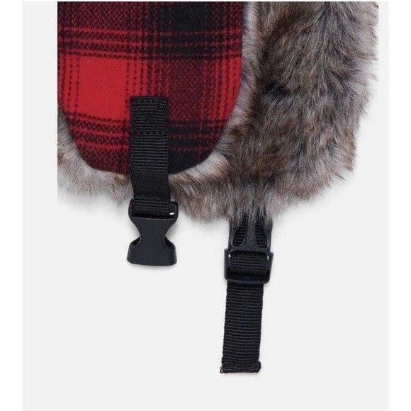Ozark Trail Men's Trapper Hat Red Black Buffalo Plaid Faux Fur New - Picture 3 of 6